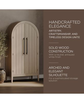 Selene Classical Wooden Cabinet in Antiqued White Finish