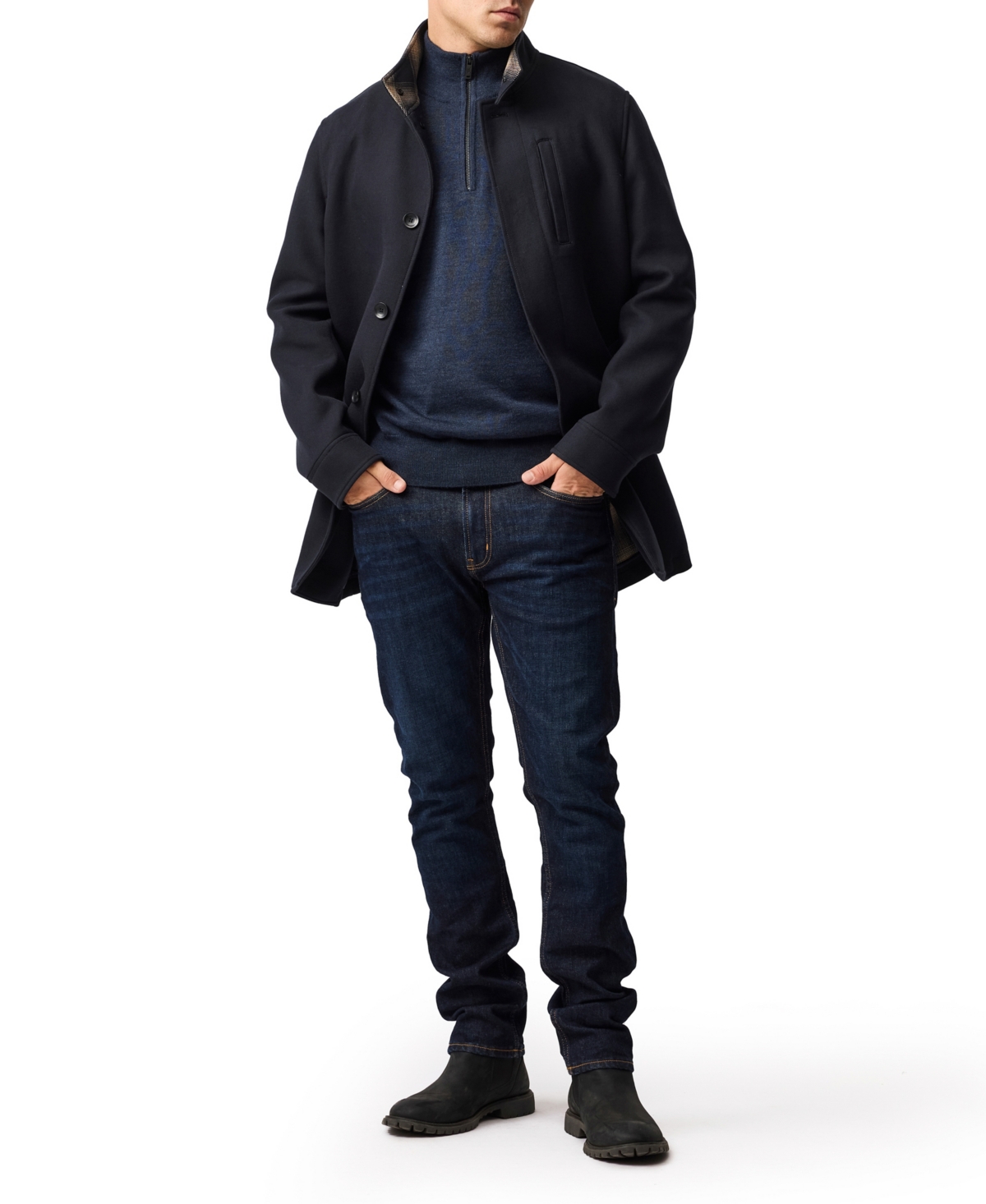Rodd & Gunn Nobles Funnel Neck Merino Wool Half Zip Sweater In Blue
