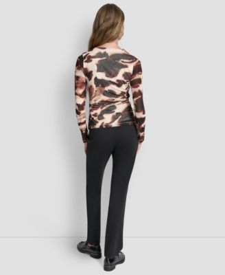 Petite Asymmetrical Neck Side Ruched Top