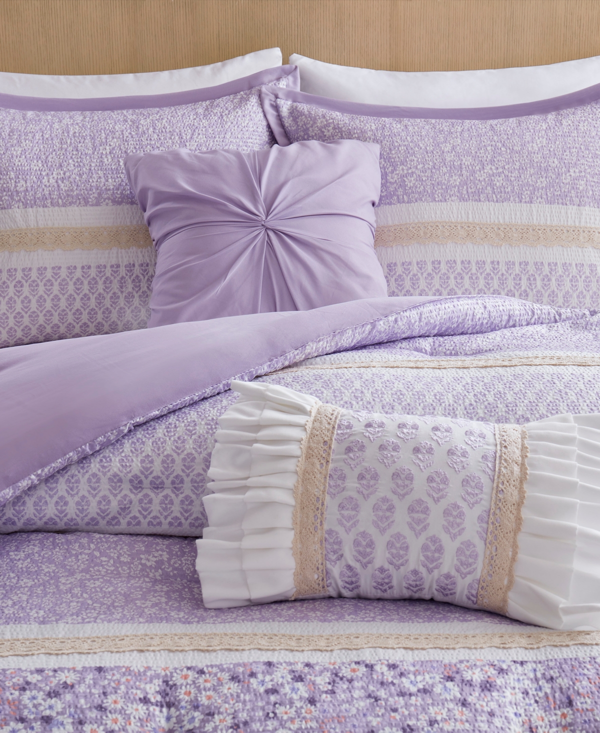 Madison Park Caralie Seersucker 5-pc. Comforter Set, Full/queen In Purple