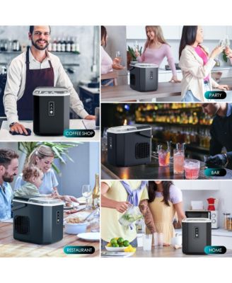 26lbs/24H Portable Countertop Self-Cleaning Ice Maker, 9 Bullet Cubes in 6 Mins with Handle