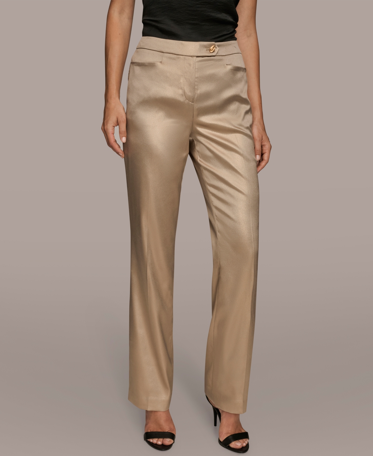 Donna Karan New York Women's Novelty Straight-Leg Mid-Rise Pants - Fawn/Gold