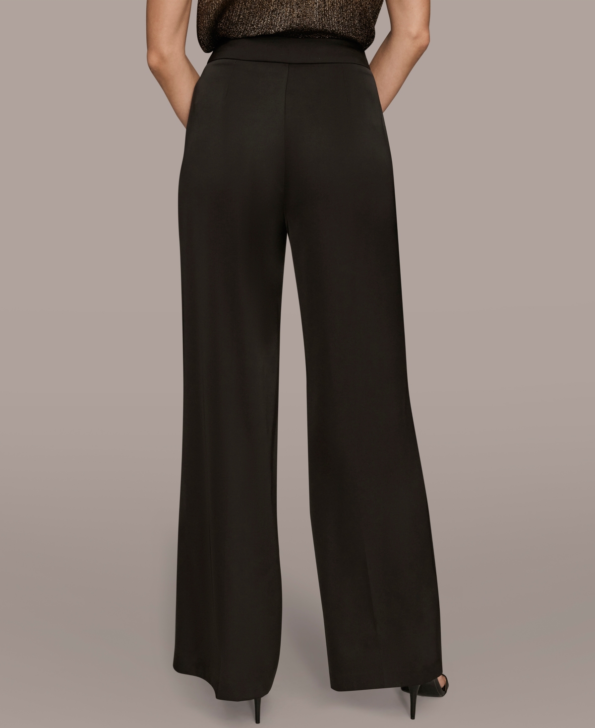Donna Karan New York Wide Leg Charmeuse Pants In Black
