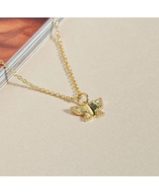 Butterfly Pendant Necklace in 14K Gold Over Sterling Silver