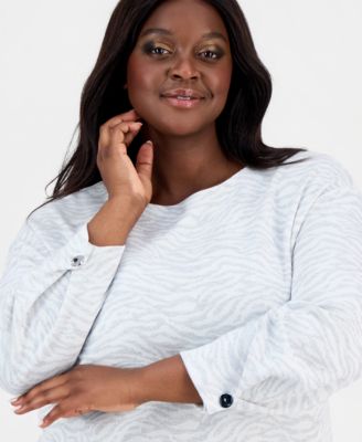 Plus Size Boat-Neck Foldover-Sleeve Sweater