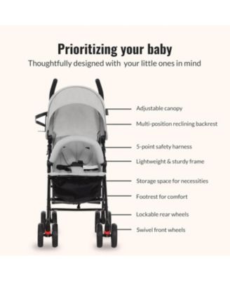 Vista Moonwalk Stroller with Compact Fold & Canopy in Light Gray