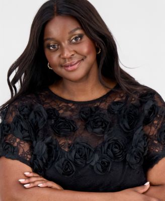 Plus Size Lace Rosette-Trim Top