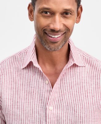 Men's Bengal Stripe Long-Sleeve Button-Up Linen Shirt, Macy's Exclusive