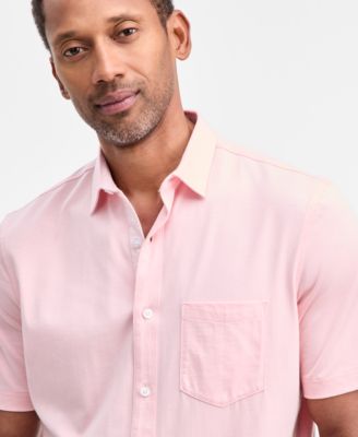 Men's Pima Cotton Solid Short-Sleeve Button-Up Knit Shirt, Macy's Exclusive