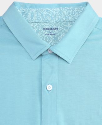 Men's Pima Cotton Solid Short-Sleeve Button-Up Knit Shirt