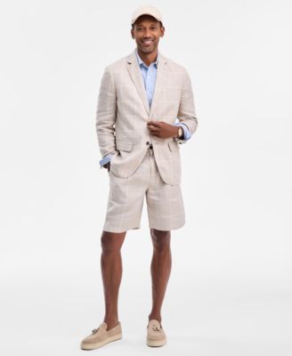 Men's Classic-Fit Window Pane Linen Blazer, Macy's Exclusive