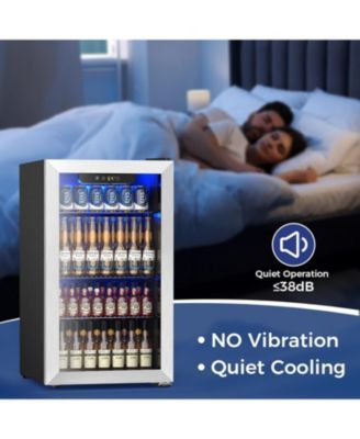 26 Bottle Wine Cooler Refrigerator, Small Freestanding Wine Fridge  ,  Champagne, Built-in Wine Cellar with Stainless Steel Glass Door