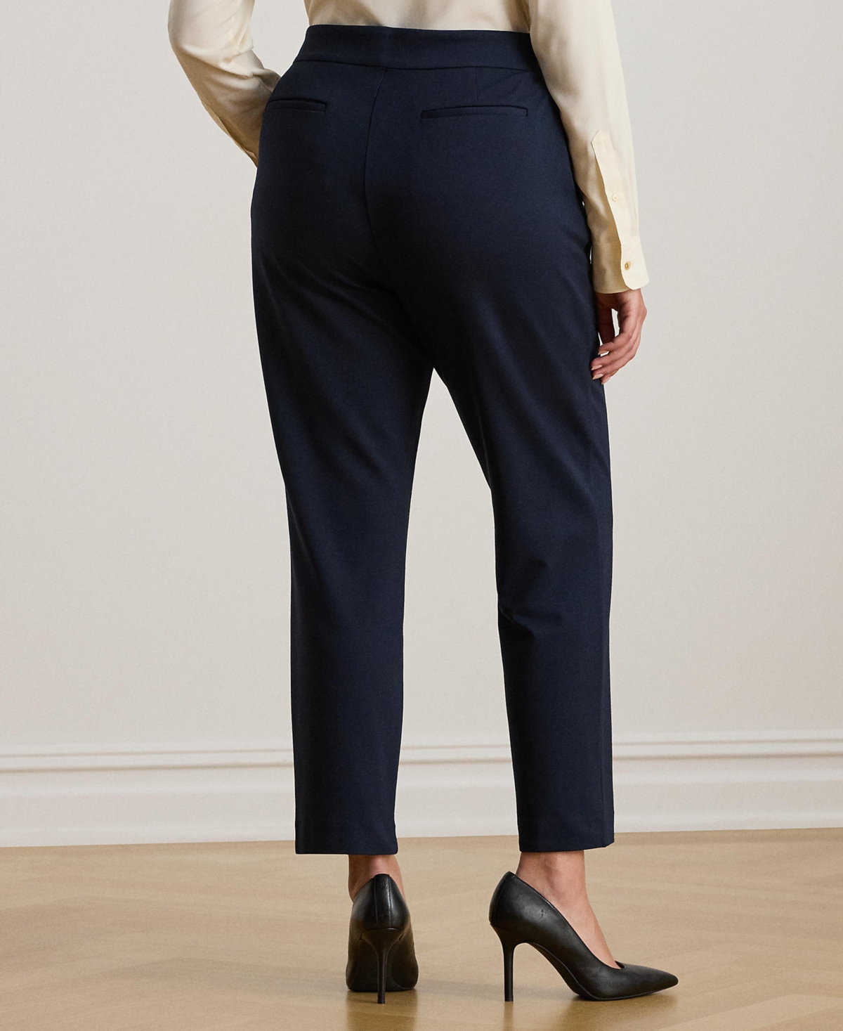 Ralph Lauren Plus Size High Rise Ponte Ankle Pants In Blue