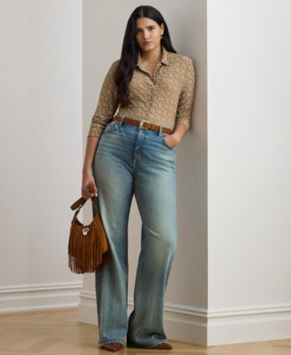 Plus Size Slim Fit Geo-Print Jersey Shirt