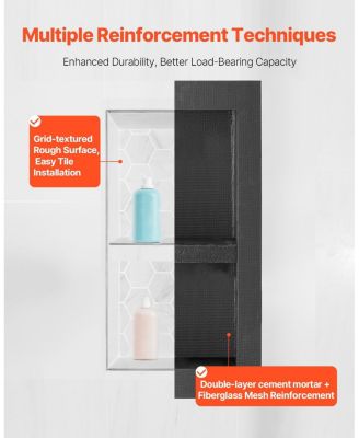 Wall-Mounted Recessed Shower Niche Shelf for Organized Bathroom Storage