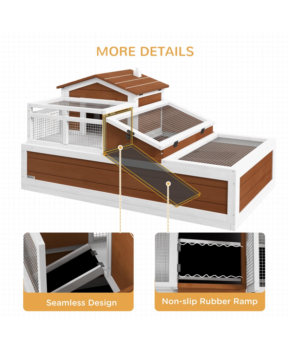 PawHut Wooden Tortoise Habitat, Enclosure Reptile Cage w/ Tray