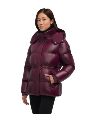 Women’s Halo Puffer with Removable Hood and Faux Sherpa Bib