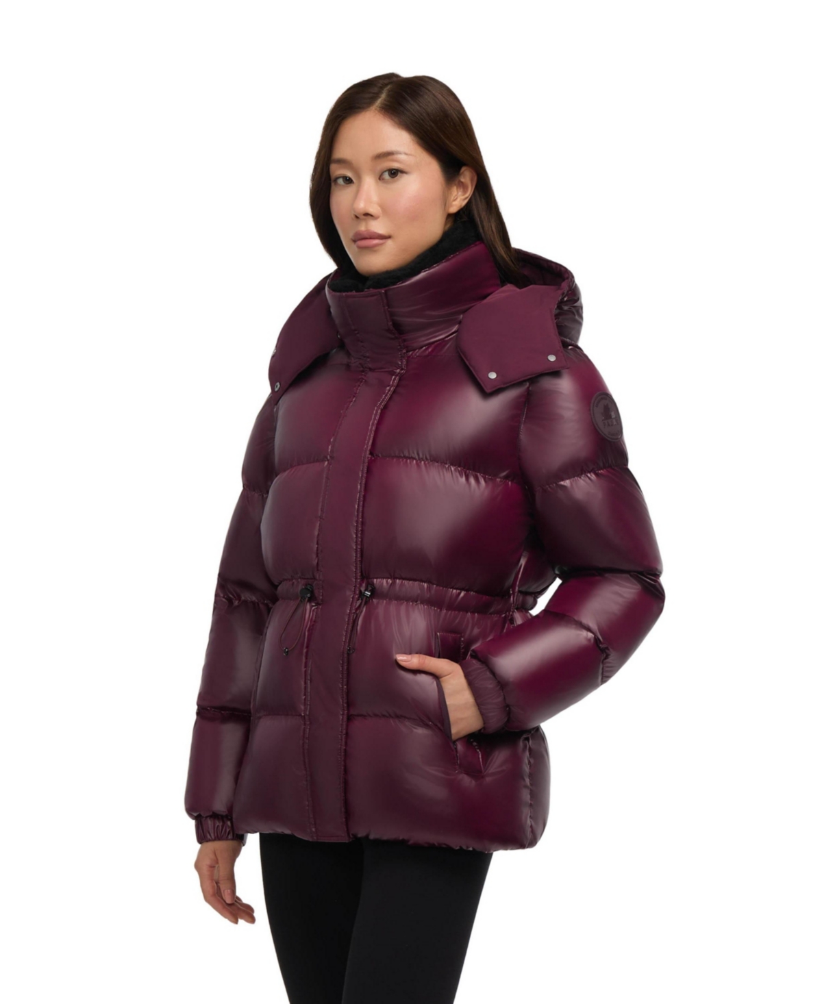 Pajar Women's Halo Puffer With Removable Hood And Faux Sherpa Bib In Brown