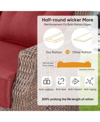 Farmhouse Outdoor Wicker Swivel Glide Chair Set with 6" Thickness Cushions