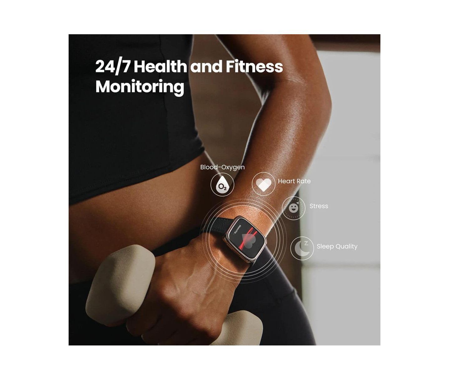 Часы Amazfit Active 2 (Square) Smart Watch with Sapphire Glass, Heart Rate Tracking & 10-Day Battery – Black Leather, цвет: Чёрный — фото 3