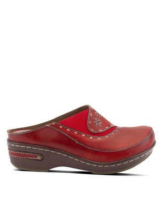 Spring Step Chino Backless Wedge with Hand-Painted Leather