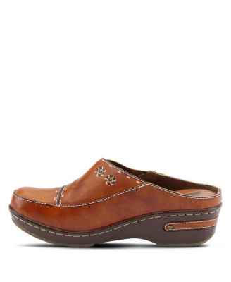 Spring Step Chino Backless Wedge with Hand-Painted Leather