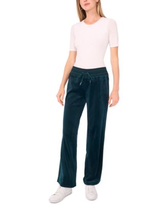 Women's Velour Drawstring-Waist Straight-Leg Pants
