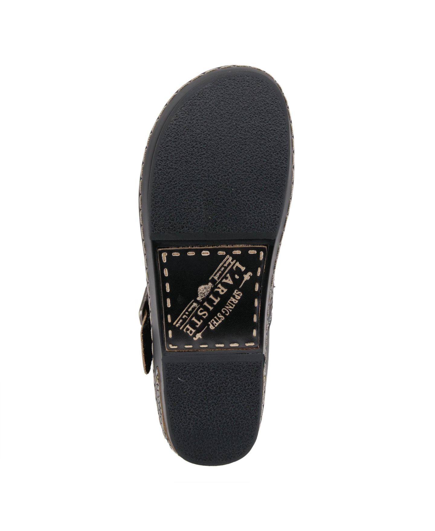 Женские сабо L'Artiste L Artiste Women s Aneria Hand-Painted Leather Clogs with Floral Laser Cutouts, Adjustable Buckle & Contrast Stitching, цвет: Чёрный — фото 6