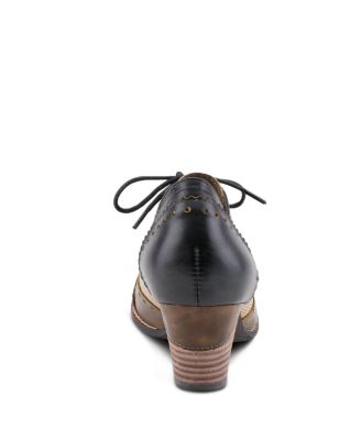 L Artiste Women s Bardot Hand-Painted Leather Oxford Shoes and Lace-Up Derby Style Pumps