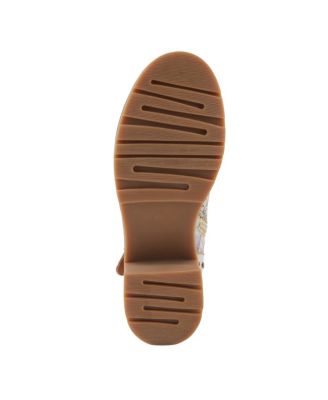 Women's Branchout Hand-Painted Leather Booties with Etched Botanical Motifs, Studded Buckle Strap, Inside Zipper, and Rainbow Stitching