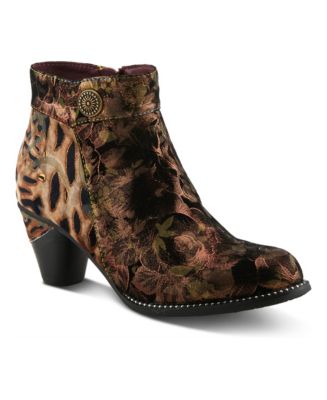 L'Artiste Women's Dessalynn Floral and Animal Print Suede Ankle Boots ...