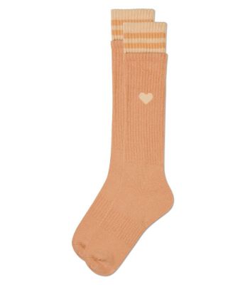 Girls Ribbed Cotton Blend "Heart and Stripes" Knee Sock