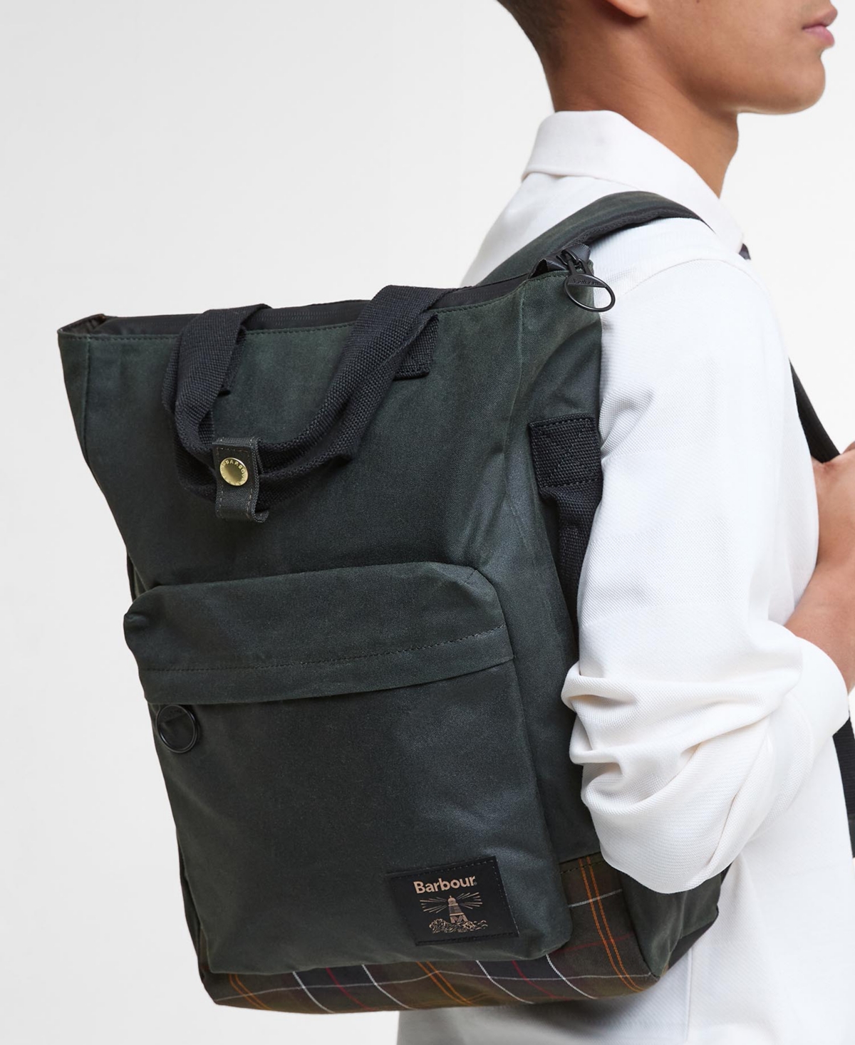 Barbour Field Wax Tartan-trimmed Backpack