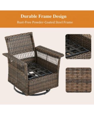 SeagullWing 2-Person Swivel Glider Wicker Outdoor Glider with Olefin Cushion Patio Swivel Chairs