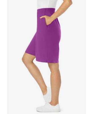 Plus Size Elastic-Waist Knit Short