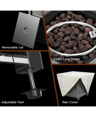  43 Inch Propane Fire Pit CSA-Listed Outdoor Fire Table, 50,000 BTU Firepit Table with Lid and Lava Rock