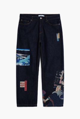 Men's Oriental printed jeans