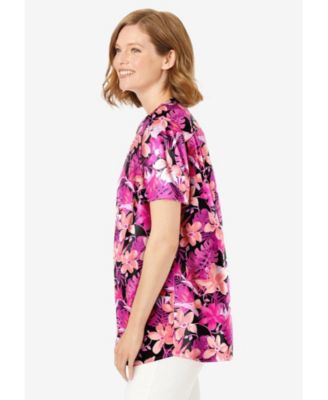 Plus Size Pintucked Half-Button Tunic