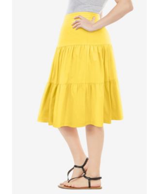 Women's Plus Size Elastic-Waist Knit Tiered Skirt