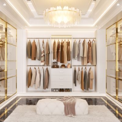 3 Wood Drawers and 4 Retractable Hanging Rods Adjustable Closet System