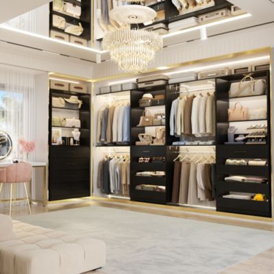 21.3-Inch Closet Drawer System, Walk-In Closet Tower with 4 Wooden Drawers and Shelves