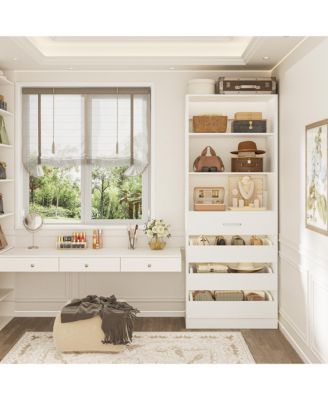 21.3'' Freestanding Closet Organizer System with 4 Drawers and Shelves