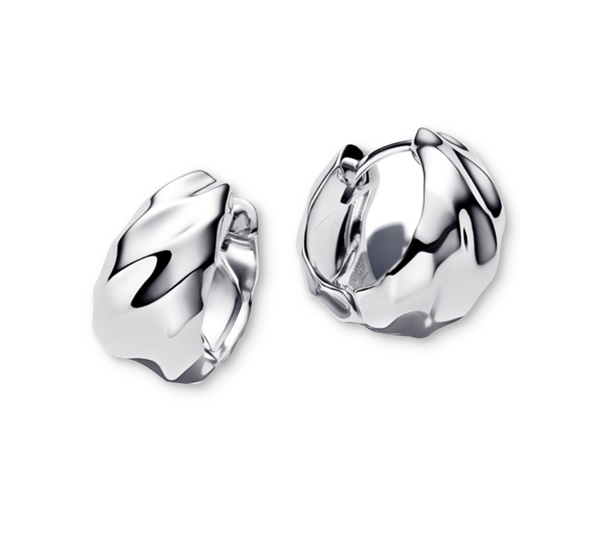 Pandora Rippled Small Hoop Earrings In Metallic