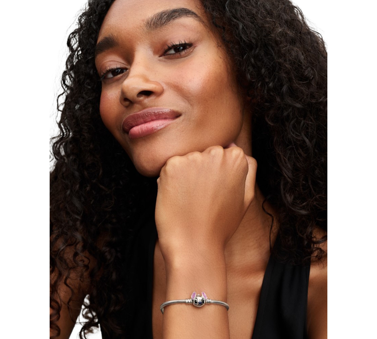 Pandora Disney Stitch Snake Chain Bracelet In Silver