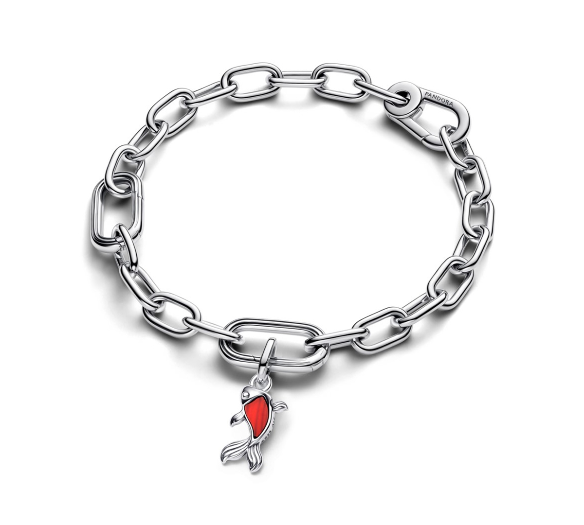 Pandora Red Murano Glass Koi Fish Mini Dangle Charms In White