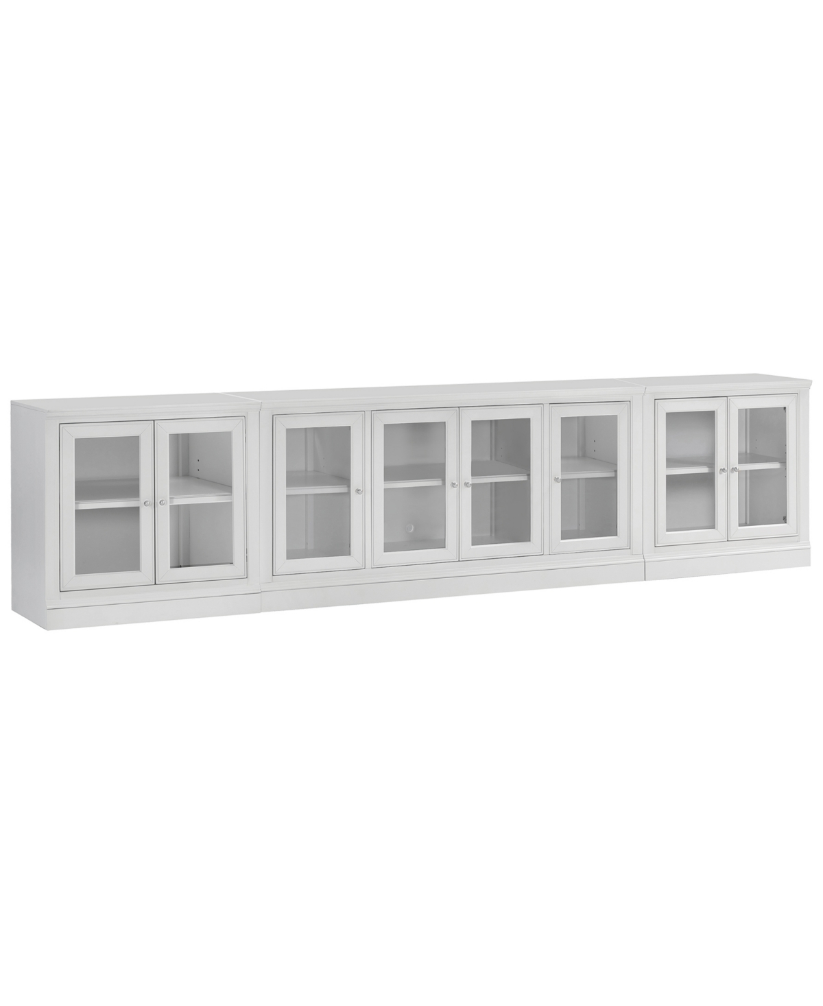Macy's Amren 65" 2 Door Console With 2 Door Hutches And 2 Door Bases In White