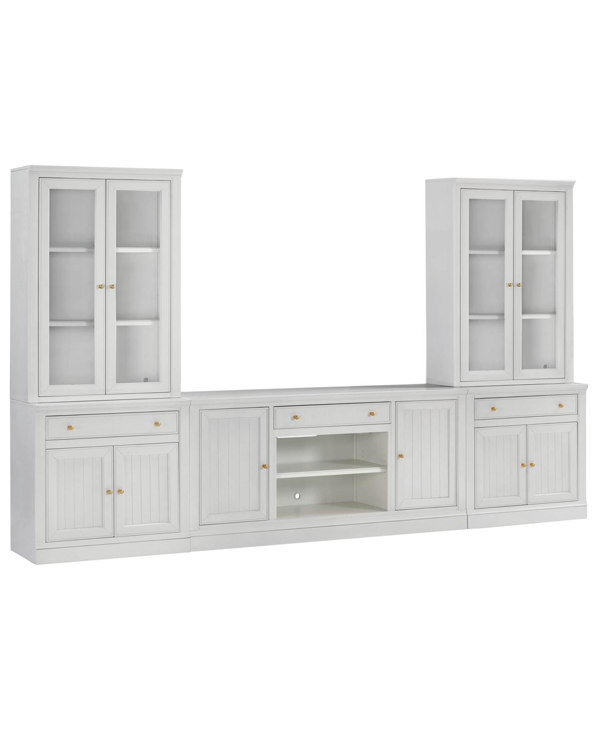 Macy's Amren 65" 2 Door Console And 2 Door Hutches With Drawers In White