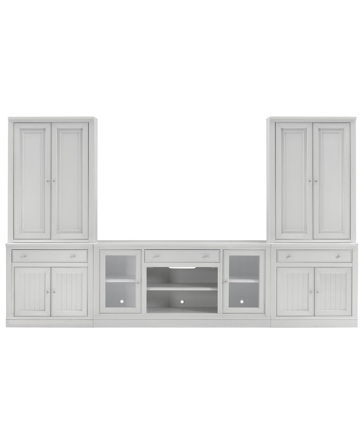 Macy's Amren 65" 2 Door Console With 2 Door Hutches And 2 Door Bases With Drawers In White
