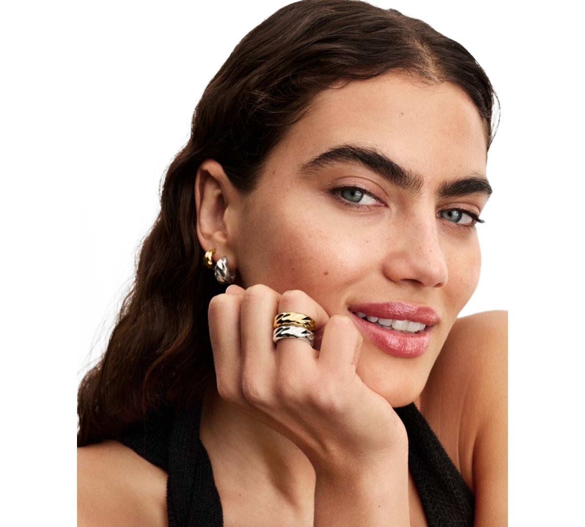 Pandora Rippled Wide Band Ring In Gold