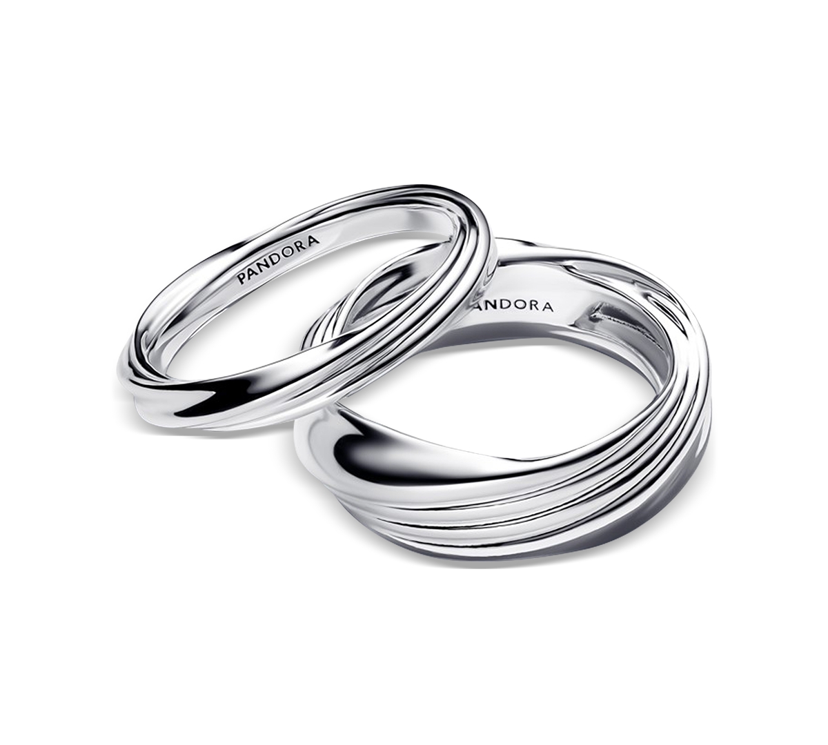 Pandora Twisted Double Ring In Silver